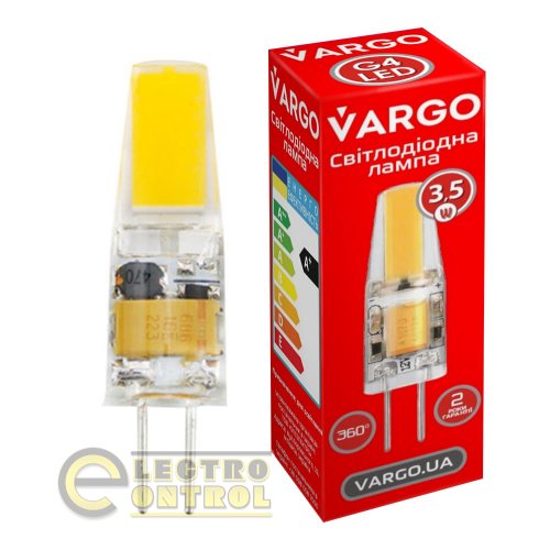 LED лампа VARGO G4 3.5W COB 6500K AC 220V ɸ10×H32mm