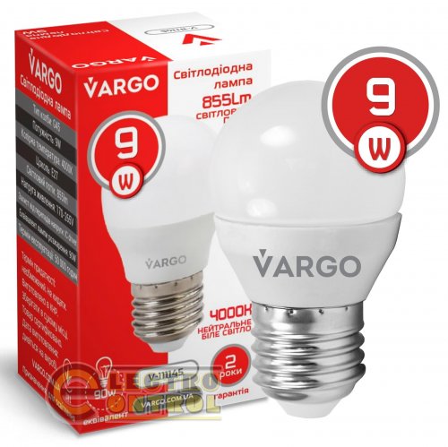 LED лампа VARGO G45 9W E27 855lm 4000K