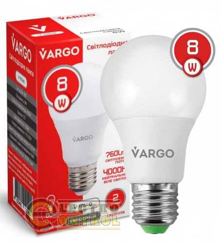LED лампа VARGO A60 8W E27 4000K 760lm