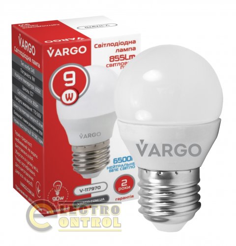 LED лампа VARGO G45 9W E27 855lm 6000K