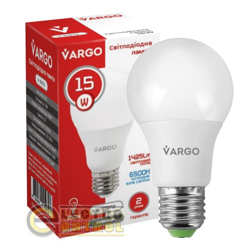 LED лампа VARGO A65 15W E27 1425lm 6000K