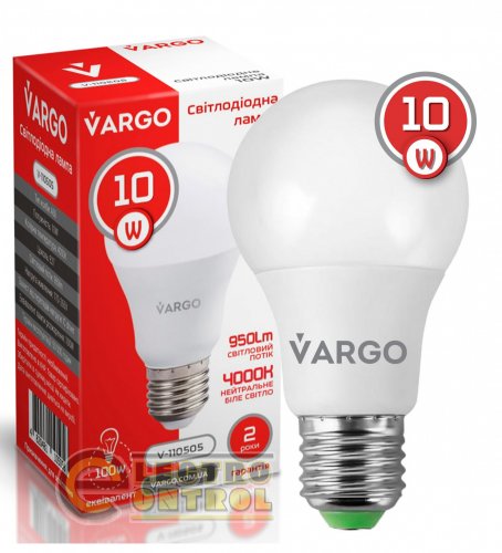 LED лампа VARGO A60 10W E27 4000K 950lm