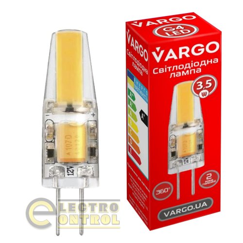 LED лампа VARGO G4 3.5W COB 6500K AC-DC12V ɸ9.6×H35mm