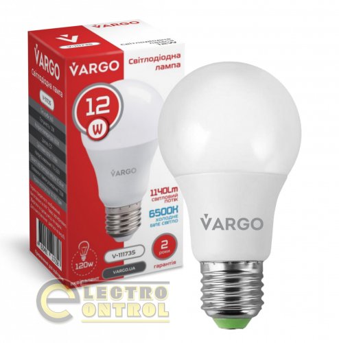 LED лампа VARGO A60 12W E27 1140lm 6500К