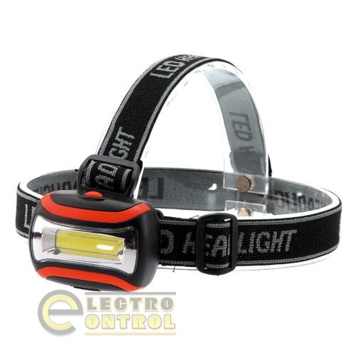 Світлодіодний ліхтарик налобний пластиковий LED COB АААх3шт розмір 65х45mm