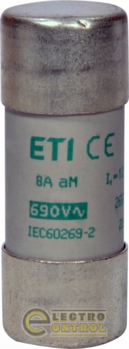 Запобіжник ETI CH22x58 aM 8A 690V 2652041