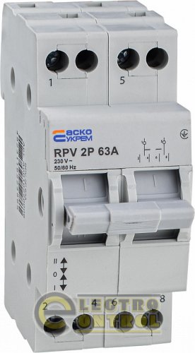 Ручной переключатель ввода АСКО І-0-ІІ RPV 2P 63A A0010220006