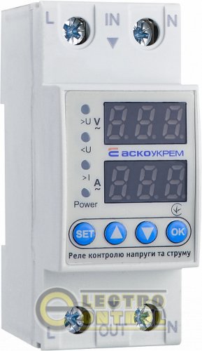 Реле контроля напряжения и тока АСКО RKV 2P 40A A0010230001