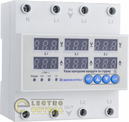 Реле контроля напряжения и тока АСКО  RKV 4P 63A A0010230003