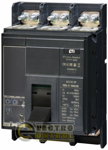 Автоматичний вимикач ETI NBS-E 1600/3S 800A 50kA 0.4-1In/1.5-10Ir 3P 4673170