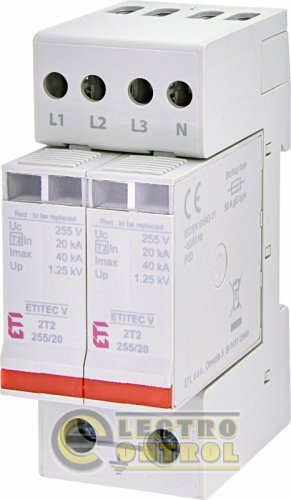 Обмежувач перенапруги ETI ETITEC VS T123 255/25 2+0 RC 2442934