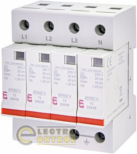 Обмежувач перенапруги ETI ETITEC V T2 255/20 4+0 RC 2442962
