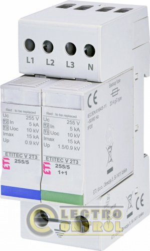 Обмежувач перенапруги ETI ETITEC V 2T3 255/5 3+1 2442973