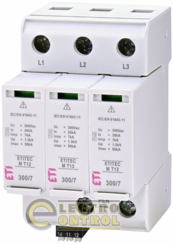 Ограничитель перенапряжения ETI ETITEC M T12 300/7 3+0 3p TNC RC 2440505
