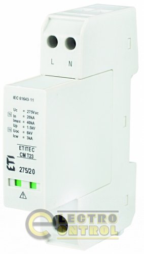 Обмежувач перенапруги ETI ETITEC CM T23 275/20 1+1 1p TТ 2440654
