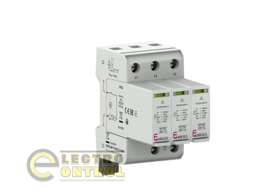 Обмежувач перенапруги ETI ETITEC SM T12 300/12.5 3+0 3p TNC RC 2440545