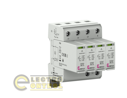 Обмежувач перенапруги ETI ETITEC SM T12 300/12.5 4+0 4p TNC-S RC 2440547