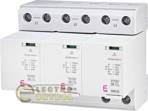 Обмежувач перенапруги ETI ETITEC SM T12 300/25 3+0 6p TNC RC 2440561