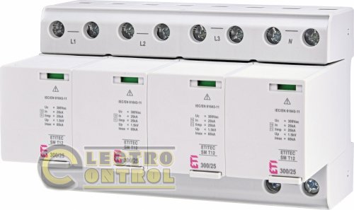 Ограничитель перенапряжения ETI ETITEC SM T12 300/25 4+0 8p TNC-S RC 2440573