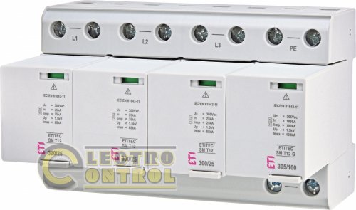 Ограничитель перенапряжения ETI ETITEC SM T12 300/25 3+1 8p TT RC 2440563