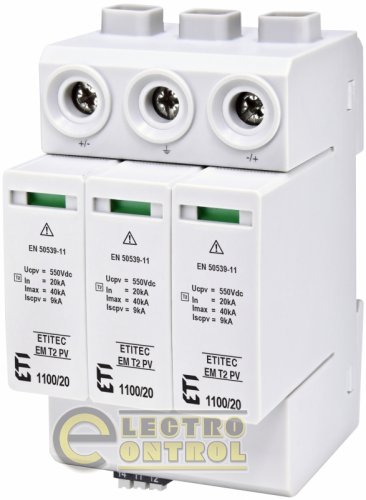 Ограничитель перенапряжения ETI ETITEC EM T2 PV 1100/20 Y RC для PV систем 2440624