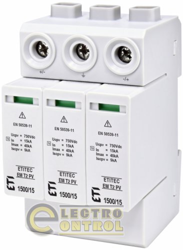 Ограничитель перенапряжения ETI ETITEC EM T2 PV 1500/15 Y для PV систем 2440625