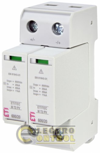 Обмежувач перенапруги ETI ETITEC M T2 PV 600/20  для PV систем 2440620