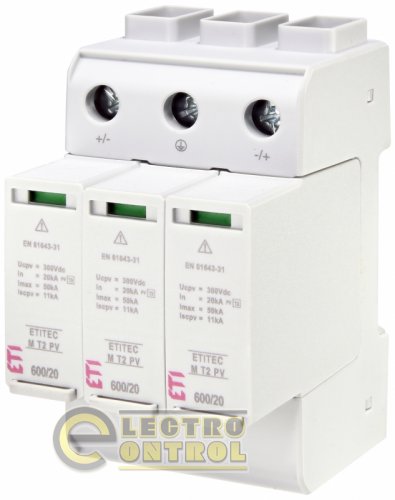 Ограничитель перенапряжения ETI ETITEC M T2 PV 600/20 Y для PV систем 2440735