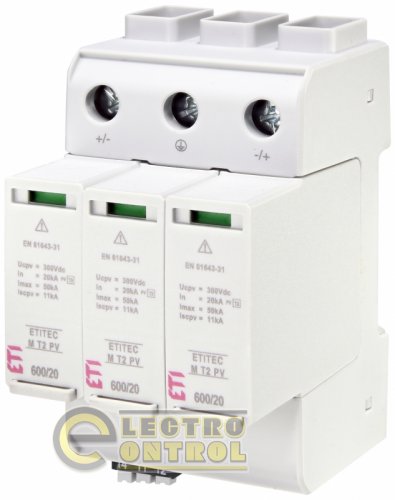 Ограничитель перенапряжения ETI ETITEC M T2 PV 600/20 Y RC для PV систем 2440736