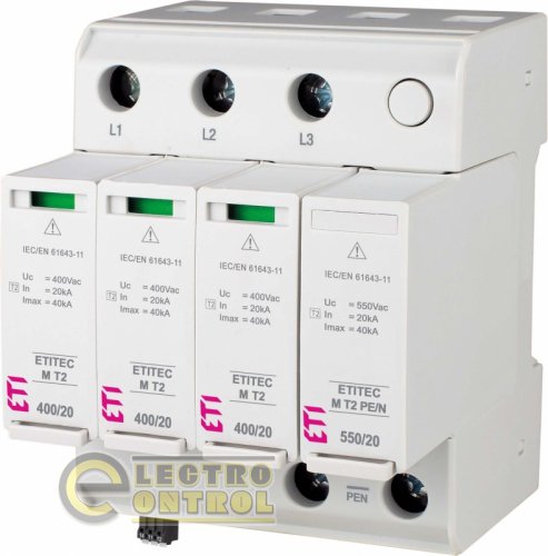 Обмежувач перенапруги ETI ETITEC M T2 950/20 4Y 2440820