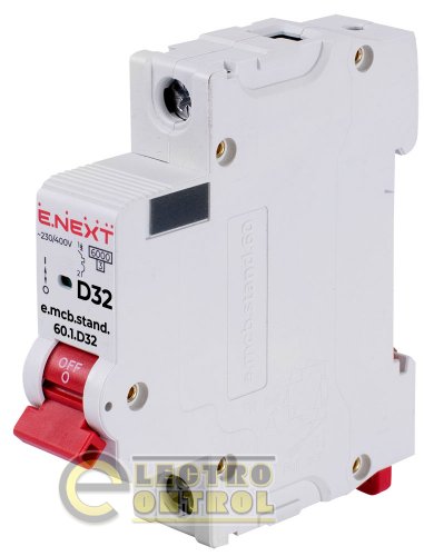 Модульний автоматичний вимикач Enext s026113 e.mcb.stand.60.1.D32 1р 32А D 6кА