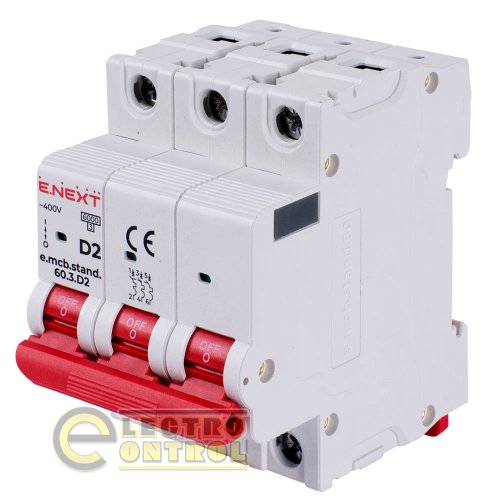 Модульний автоматичний вимикач Enext s026134 e.mcb.stand.60.3.D2 3р 2А D 6кА