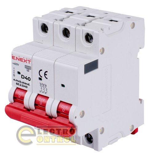 Модульный автоматический выключатель Enext s026146 e.mcb.stand.60.3.D40 3р 40А D 6кА