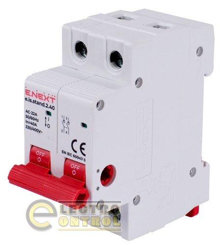 Выключатель нагрузки Enext s082004 на DIN-рейку e.is.stand.2.40 2р 40А