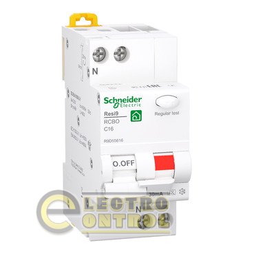 Дифференциальный автоматический выключатель Schneider-Electric R9D55616 Resi9 6kA 1P+N 16A C 30mA А