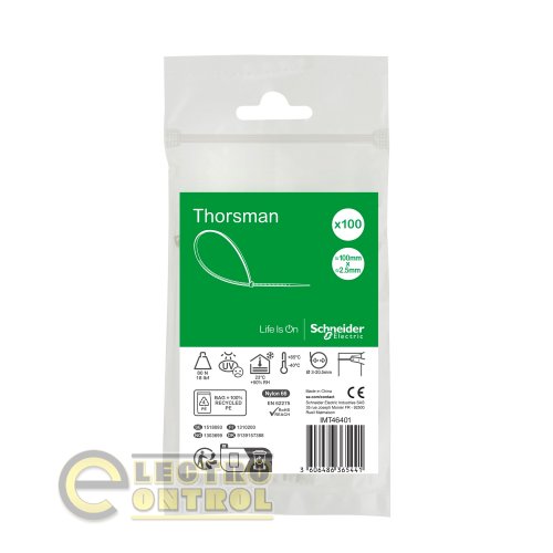 Хомут кабельний Thorsman IMT46401 100x2.5мм білий (100шт)