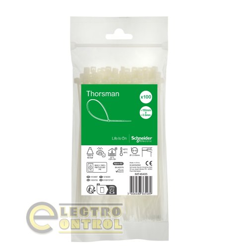 Хомут кабельний Thorsman IMT46405 150x3.6мм білий (100шт)
