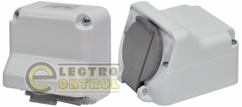 Розетка ETI 4481019 одноместная угловая PRE-1 2Р+РЕ Schuko IP44 16A 250V поликарбонат