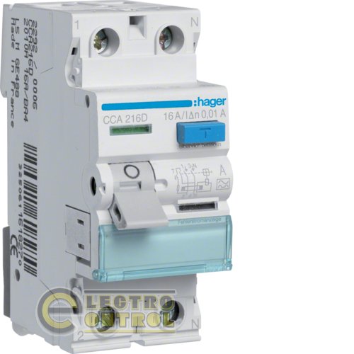 Устройство защитного отключения (УЗО) Hager CCA216D 2P 6kA 16A 10mA A
