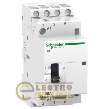 Модульний контактор iCT Schneider-Electric A9C21834 25A 4NO 220/240В з ручним керуванням