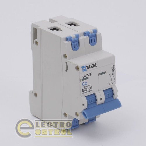 Автоматический выключатель Takel 506122 ВА47-29 С 2Р 2А