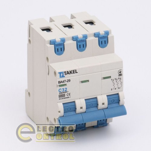 Автоматичний вимикач Takel 506153 ВА47-29 С 3Р 32А