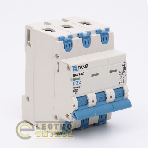 Автоматичний вимикач Takel 506738 ВА47-60 D 3Р 6кА 32А
