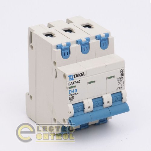 Автоматичний вимикач Takel 506739 ВА47-60 D 3Р 6кА 40А