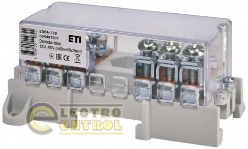 Блок розподільчий ETI 4481031 EDBA-120 120А 400В 2х50мм²/6х25мм²