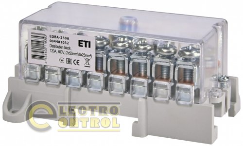Блок розподільчий ETI 4481032 EDBA-250A 250А 400В 1х120мм²/1х50мм²+8х25мм²