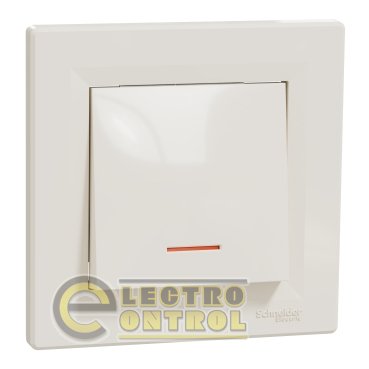 Вимикач Schneider Electric EPH1400123 Asfora одноклавішний з підсвіткою кремовий