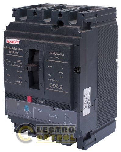 Силовой автоматический выключатель Enext i091002 e.industrial.ukm.100R.50 с регулировкой 3р 50А