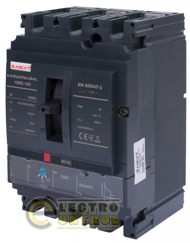 Силовий автоматичний вимикач Enext i091005 e.industrial.ukm.100R.100 з регулюванням 3р 100А