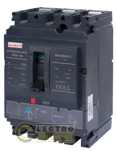 Силовий автоматичний вимикач Enext i091007 e.industrial.ukm.160R.160 з регулюванням 3р 160А